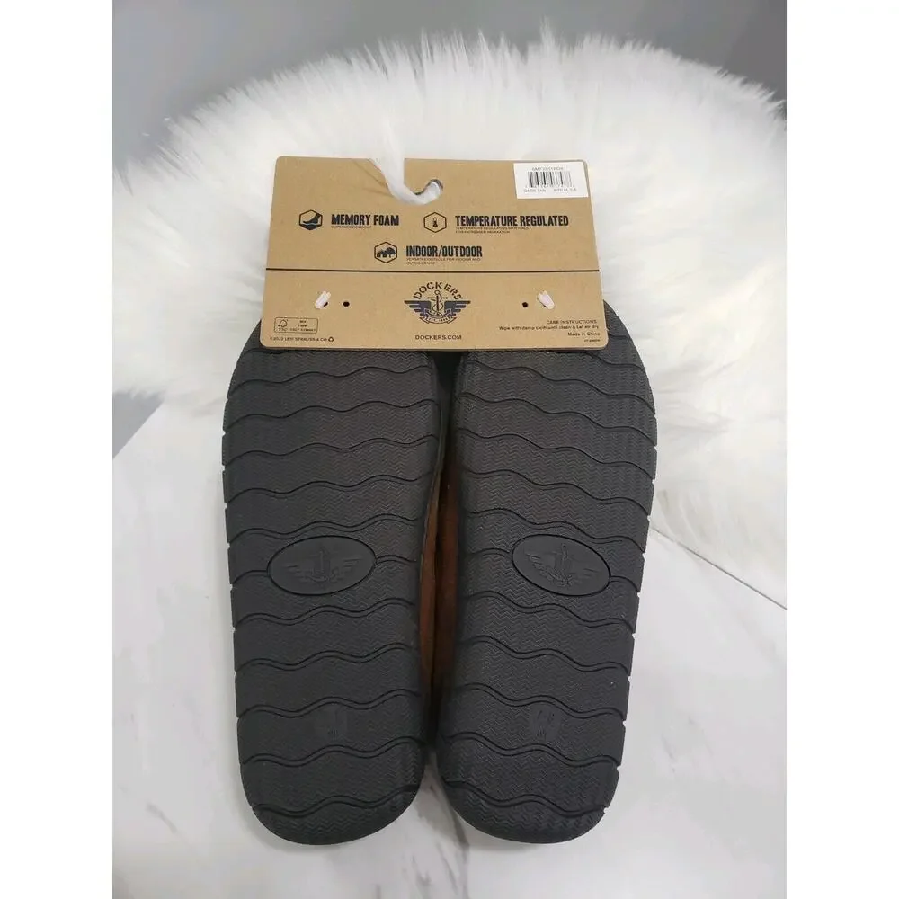 NEW DOCKERS MEN'S SUEDE SLIPP ON BROWN SLIPPERS‎ MEDIUM 7/8 HOUSE SHOE